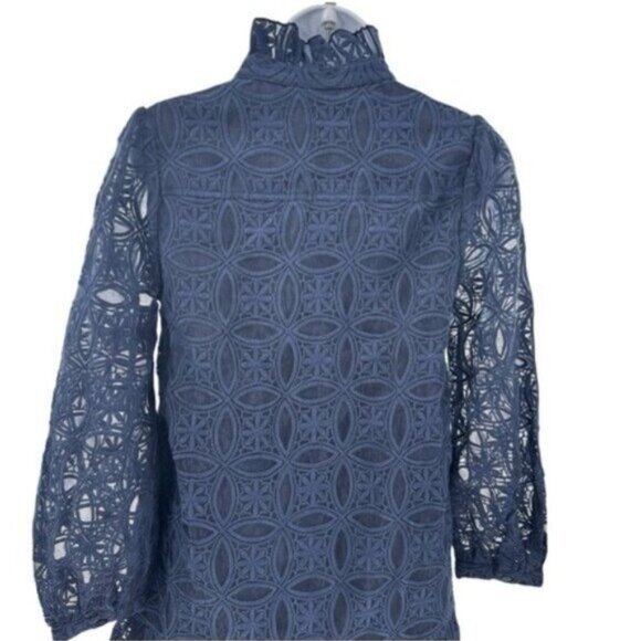 Tuckernuck NEW Navy Organza Lace Formal Palmerston Long Sleeve Mini Dress S - Picture 9 of 12